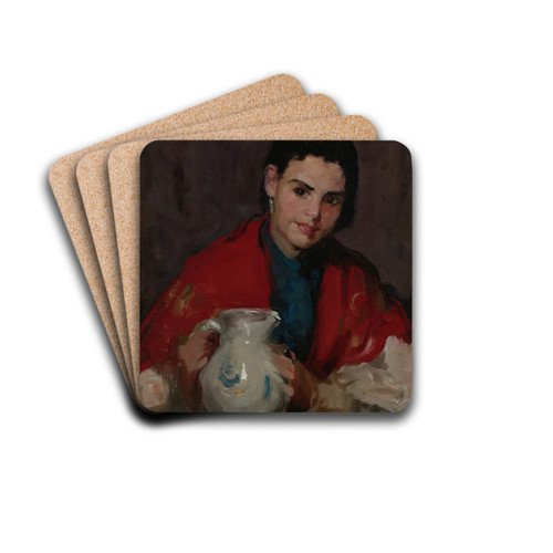 Segovia Girl Holding Pitcher by Robert Henri Drink Coasters - set of 4
