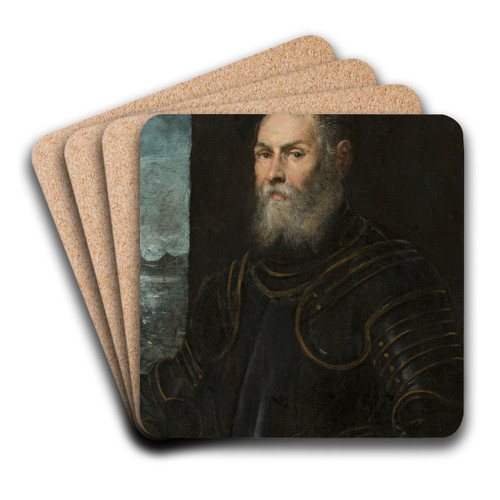 Portrait of a Venetian admiral by Jacopo Tintoretto Art Drink Coaster set