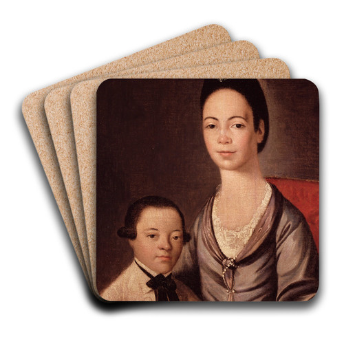 Mrs. Aaron Lopez and Her Son Joshua by Gilbert Stuart Art Drink Coaster set