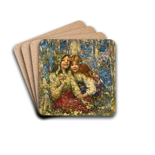 The Bluebell Wood by Edward Atkinson Hornel Drink Coasters - set of 4 The Bluebell Wood by Edward Atkinson Hornel Drink Coasters - set of 4