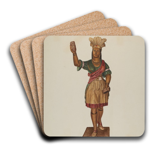 Cigar Store Indian by Lucille Lacoursiere Art Drink Coaster set