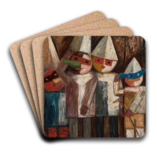Carnival of children with a flag by Tadeusz Makowski Art Drink Coaster set Carnival of children with a flag by Tadeusz Makowski Art Drink Coaster set