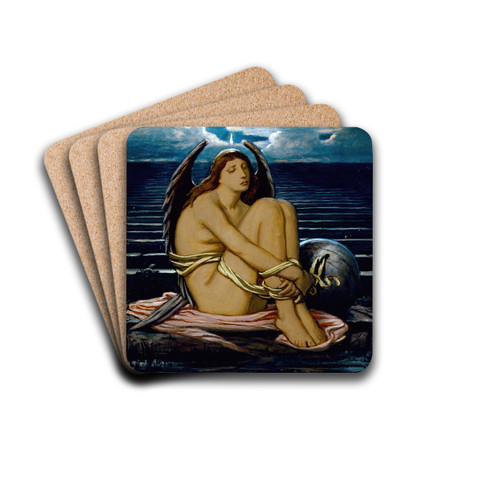 Soul in Bondage by Elihu Vedder Drink Coasters - set of 4