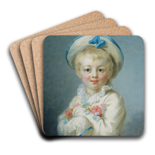 A Boy as Pierrot by Jean-Honor Fragonard Art Drink Coaster set