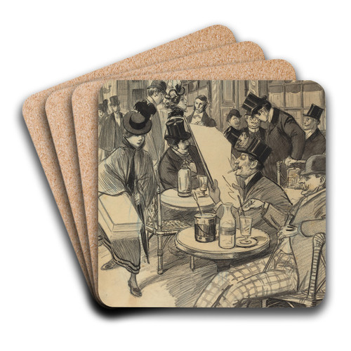 Chez Maxime by Thophile Alexandre Steinlen Art Drink Coaster set