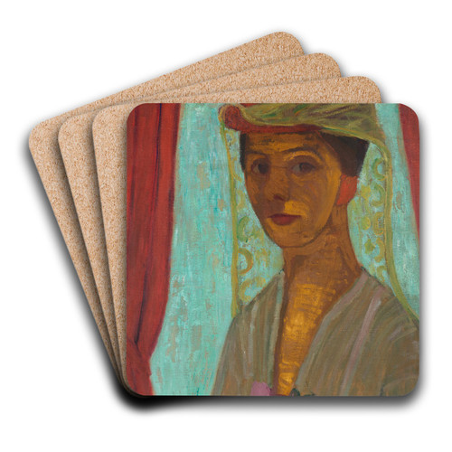 Self-portrait with hat and veil by Paula Modersohn-Becker Art Drink Coaster set