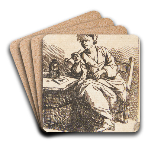 Rygende kvinde by Cornelis Pietersz. Bega Art Drink Coaster set