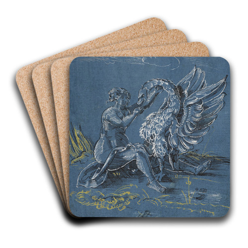 Leda and the swan by Virgil Solis Art Drink Coaster set