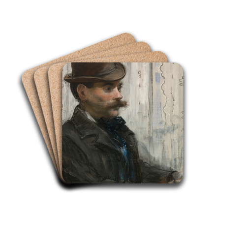 Portrait of Alphonse Maureau by douard Manet Drink Coasters - set of 4 Portrait of Alphonse Maureau by douard Manet Drink Coasters - set of 4
