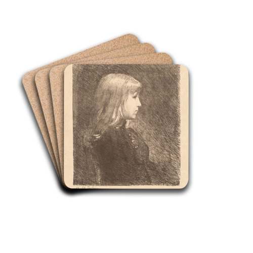 Young Lady (Jeune Fille) by Charles Marie Dulac Drink Coasters - set of 4