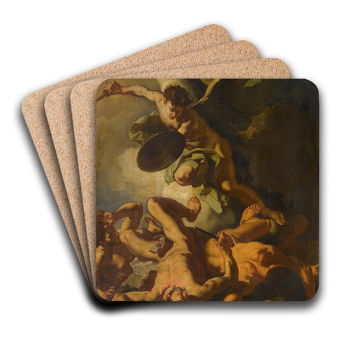 Saint Michael expelling the Rebel Angels by Francesco Solimena Art Drink Coaster set