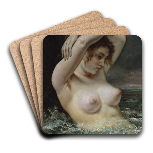 The Woman in the Waves by Gustave Courbet Art Drink Coaster set