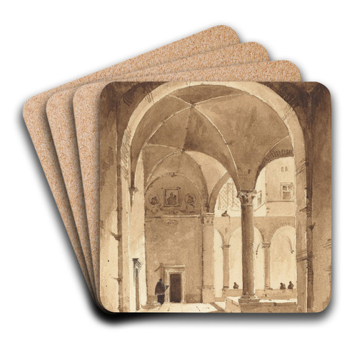 A Cloister by Franois-Marius Granet Art Drink Coaster set