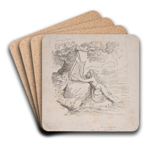 Harpen ved stranden by Lorenz Frlich Art Drink Coaster set
