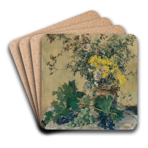 Nature Morte Aux Fleurs Et Aux Raisins by Jean Franois Raffalli Art Drink Coaster set