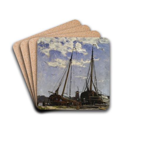 Study for Dordrecht Harbour, 1880, Gteborgs konstmuseum by Carl Sknberg Drink Coasters - set of 4