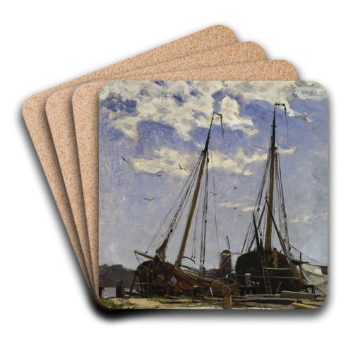Study for Dordrecht Harbour, 1880, Gteborgs konstmuseum by Carl Sknberg Art Drink Coaster set