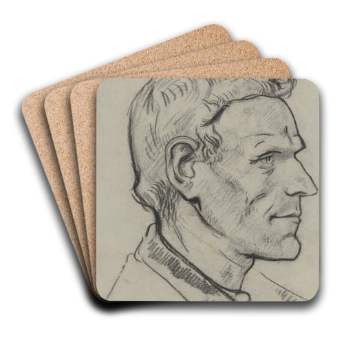 Kop van een man, van opzij by Richard Nicolas Roland Holst Art Drink Coaster set