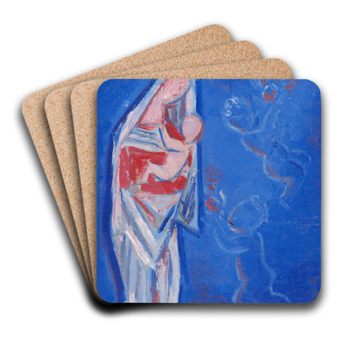 Standing Madonna with an Angel by Mikul Galanda Art Drink Coaster set Standing Madonna with an Angel by Mikul Galanda Art Drink Coaster set