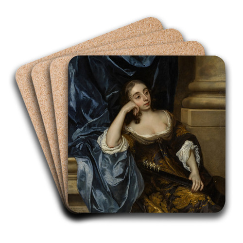 Portrait of Elizabeth Capel, Countess of Carnarvon, with a guitar by Sir Peter Lely Art Drink Coaster set