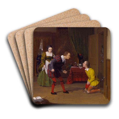 The Merry Wives of Windsor; Dr. Caius, Simple and Dame Quickly by Robert Walter Weir Art Drink Coaster set