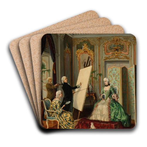 Le peintre peignant son modle by Sigmond Sokolowski Art Drink Coaster set