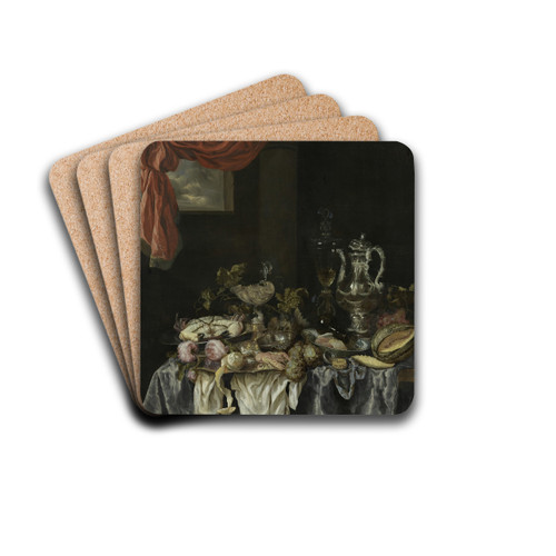 Sumptuous Still Life by Abraham van Beijeren Drink Coasters - set of 4 Sumptuous Still Life by Abraham van Beijeren Drink Coasters - set of 4