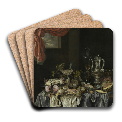 Sumptuous Still Life by Abraham van Beijeren Art Drink Coaster set Sumptuous Still Life by Abraham van Beijeren Art Drink Coaster set