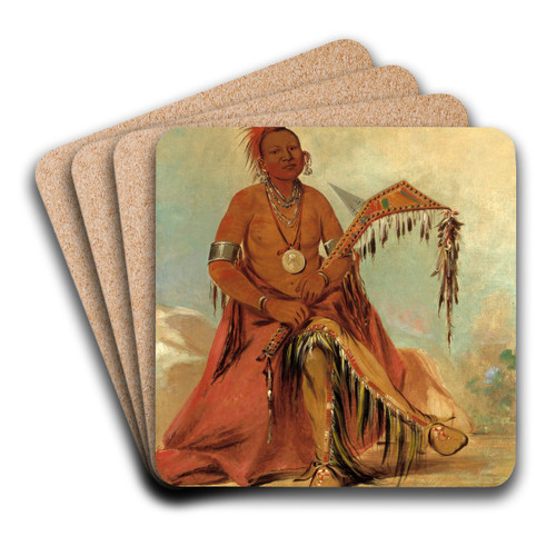 Cler-Mnt, First Chief of The Tribe by George Catlin Art Drink Coaster set