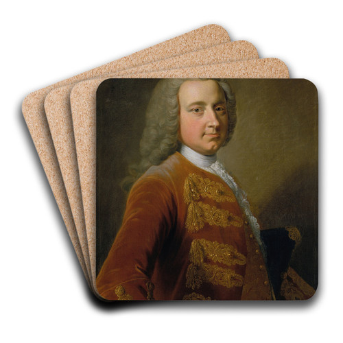 Portrait of a Man by George Knapton Art Drink Coaster set Portrait of a Man by George Knapton Art Drink Coaster set