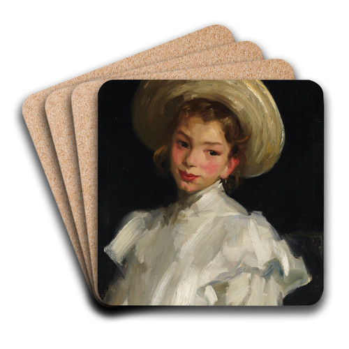 Dutch girl in white by Robert Henri Art Drink Coaster set Dutch girl in white by Robert Henri Art Drink Coaster set