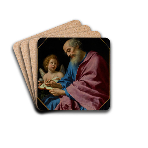 Saint Matthew Writing His Gospel by Carlo Dolci Drink Coasters - set of 4 Saint Matthew Writing His Gospel by Carlo Dolci Drink Coasters - set of 4