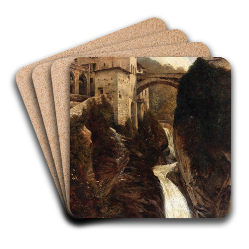 Veduta di Nesso by Pompeo Pozzi Art Drink Coaster set