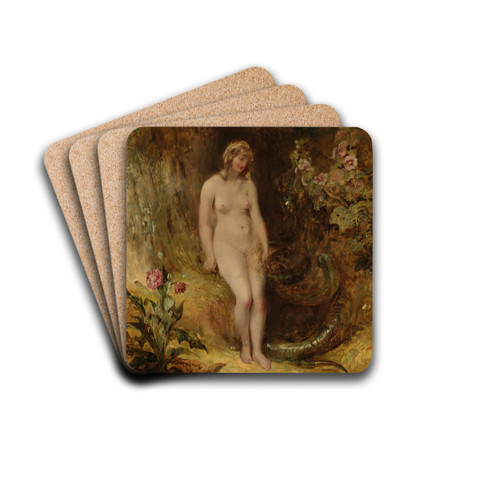 Eve With The Serpent by Alfred Joseph Woolmer Drink Coasters - set of 4