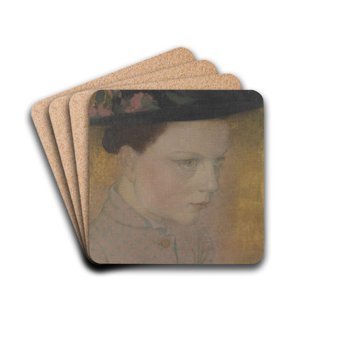 Peasant Woman by Gustave Van de Woestijne Drink Coasters - set of 4 Peasant Woman by Gustave Van de Woestijne Drink Coasters - set of 4