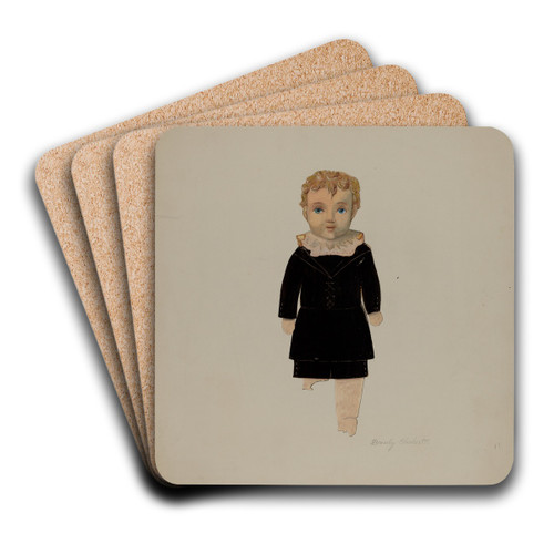 Paper Doll (Boy) by Beverly Chichester Art Drink Coaster set