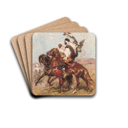 The Falconers by Henri milien Rousseau Drink Coasters - set of 4 The Falconers by Henri milien Rousseau Drink Coasters - set of 4