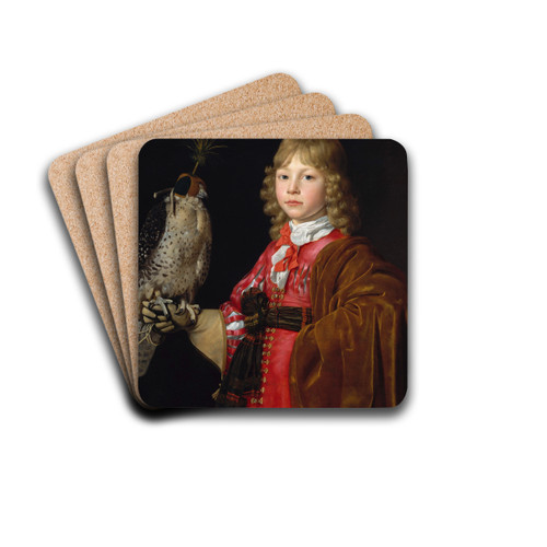 Portrait of a Boy with a Falcon by Wallerant Vaillant Drink Coasters - set of 4