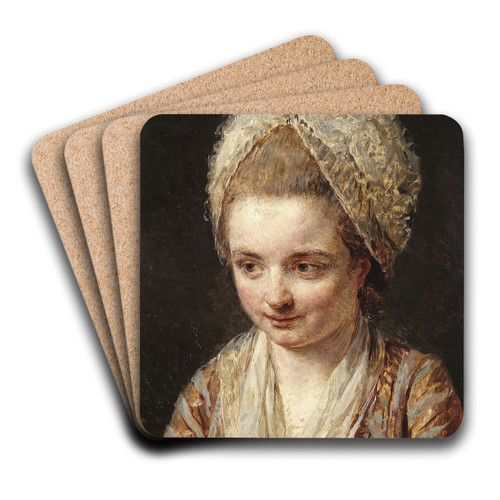 La Coiffe blanche by Nicolas Bernard Lpici Art Drink Coaster set