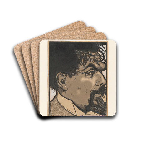 Portret van Jan Toorop by Albert Hahn Drink Coasters - set of 4 Portret van Jan Toorop by Albert Hahn Drink Coasters - set of 4