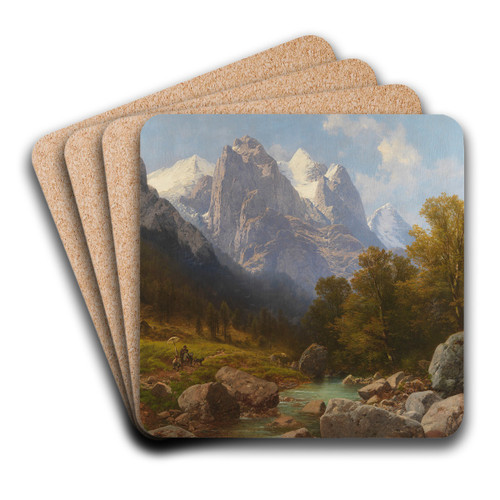 Der Maler im Gebirge by Carl Millner Art Drink Coaster set Der Maler im Gebirge by Carl Millner Art Drink Coaster set