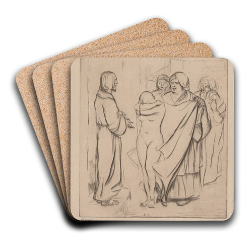 The woman taken in adultery by Albert Sterner Art Drink Coaster set The woman taken in adultery by Albert Sterner Art Drink Coaster set