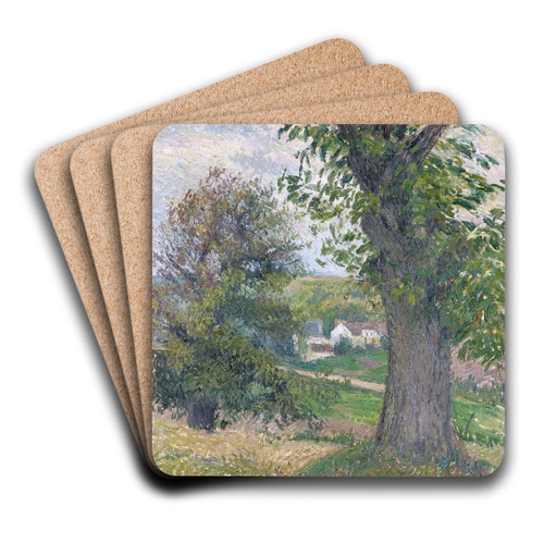 Chestnut Trees in Osny by Camille Pissarro Art Drink Coaster set