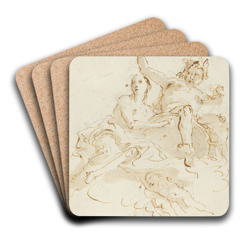 Bacchus and Ariadne by Giovanni Battista Tiepolo Art Drink Coaster set