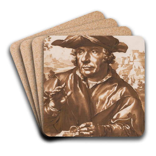 Portrait of a scholar by Jan de Bisschop Art Drink Coaster set