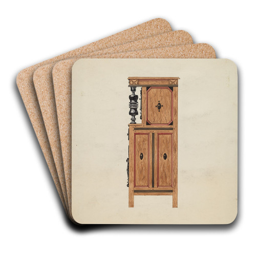 Side View of Hartford Cupboard by Martin Partyka Art Drink Coaster set Side View of Hartford Cupboard by Martin Partyka Art Drink Coaster set