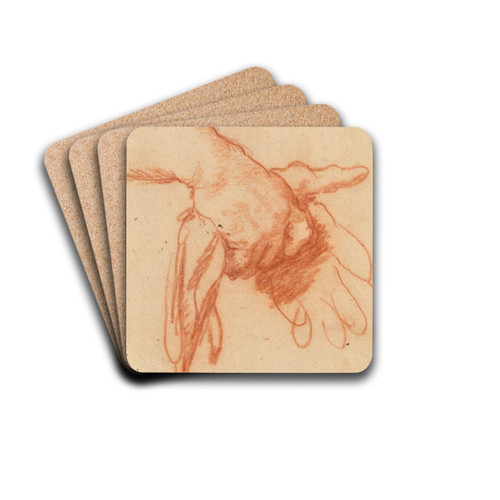A Hand Holding Empty Gloves by Bernardo Strozzi Drink Coasters - set of 4
