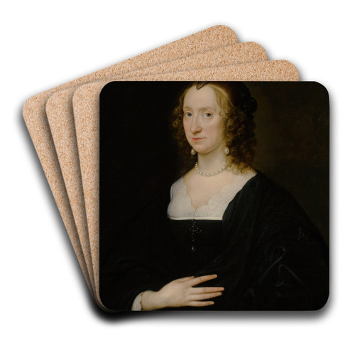 Portrait of an elegant woman by Follower of Anthony van Dyck Art Drink Coaster set