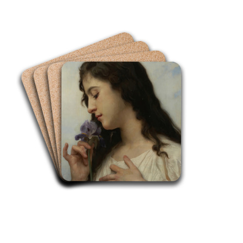 Woman with Iris by William Bouguereau Drink Coasters - set of 4 Woman with Iris by William Bouguereau Drink Coasters - set of 4