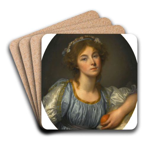 A Young Girl Holding An Orange by Jean-Baptiste Greuze Art Drink Coaster set